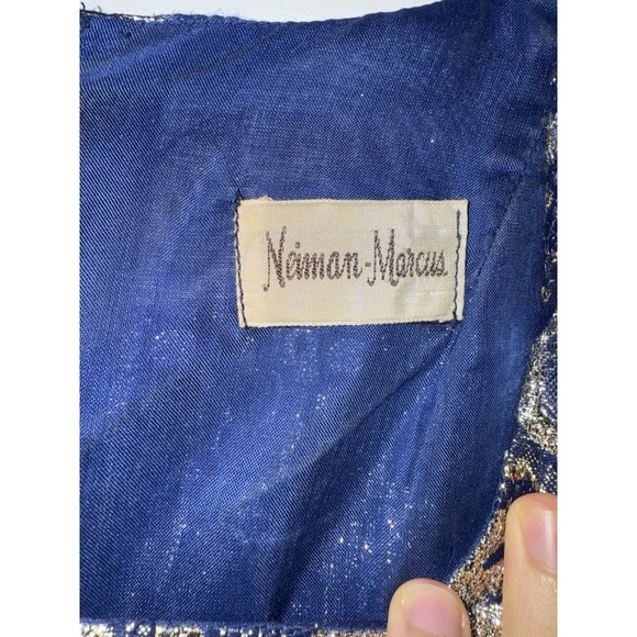 VTG Neiman Marcus Bob Cunningham‎ Nellica Beitner Metallic Maxi Dress Size 8 - Picture 12 of 15